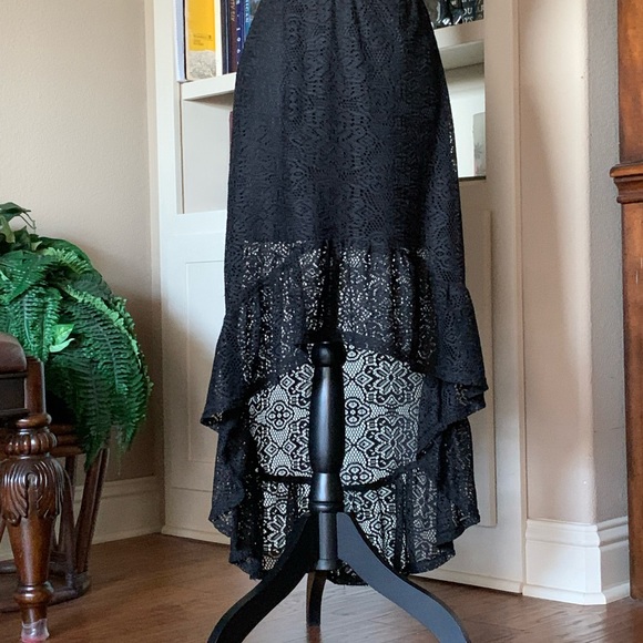 Lily White Dresses & Skirts - Gothic Black Lace Skirt Asymmetrical